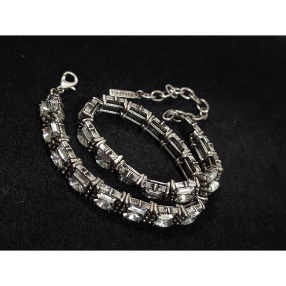 Sugarfix by BaubleBar Silver Tone Tennis Wrap Bracelet 14 inches - Picture 3 of 9